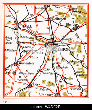 Former Gdr Map, Leipzig Editions, 1964 Stock Photo - Alamy