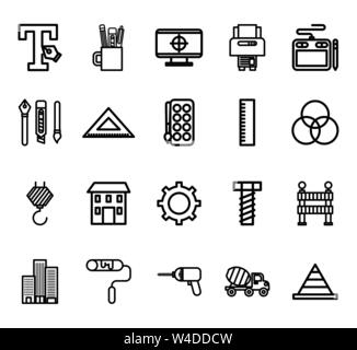 bundle of creative ideas set icons Stock Vector