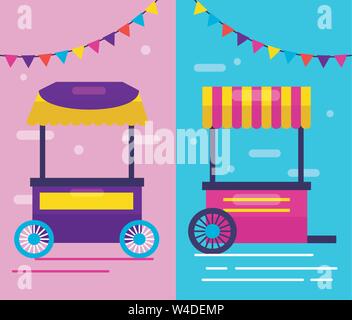 food trucks flat design image Stock Vector