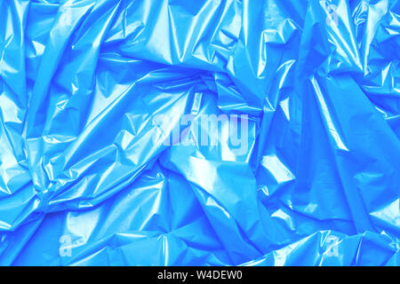 Blue polyethylene texture. Background exhaust cellophane package Stock Photo