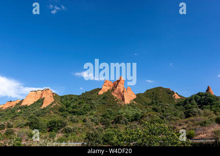 Panoramic view of Las Medulas, historic gold-mining site near the town of Ponferrada i, Leon Province, Castille, Spain Stock Photo