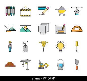 bundle of creative ideas set icons Stock Vector