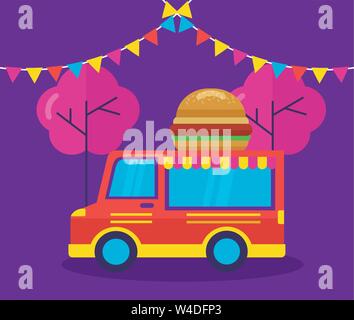 food trucks flat design image Stock Vector