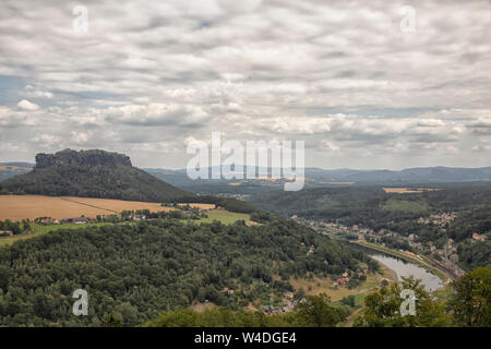 Elbe valley near Konigstein, Saxony, Germany Stock Photo