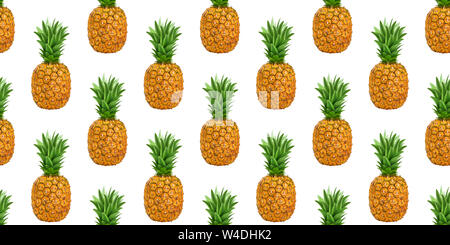 Pineapples, ananas seamless pattern isolated on white background Stock Photo