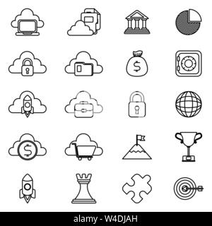 bundle of business monochrome set icons Stock Vector