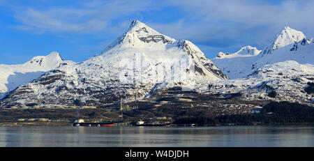 Oil Terminal, Valdez, Prince William Sound, Alaska, USA Stock Photo