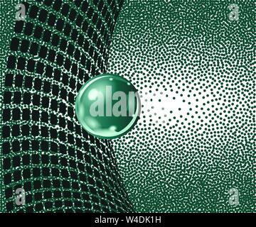 Abstract spheres with surface. Concept business design. Stipple dotted effect. Stock Vector