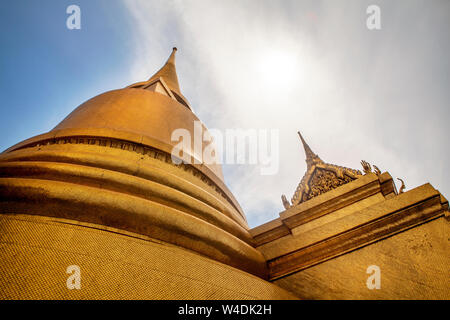 Golden domed reliquary, Phra Siratana Chedi, at the Grand Palace in Bangkok, Thailand.