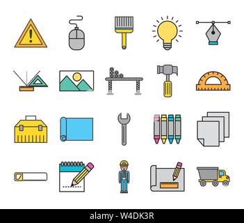bundle of creative ideas set icons Stock Vector