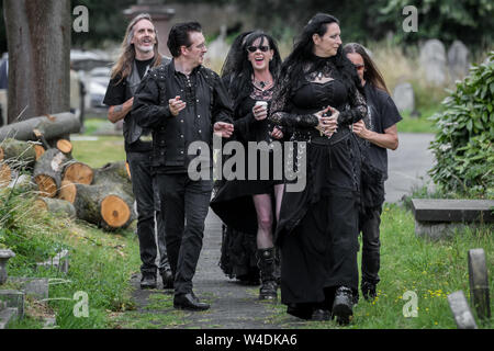 London, UK. 21st July 2019. Members of London Vampire Society and other goths attend the annual Brompton Cemetery Open Day. Credit: Guy Corbishley/Alamy Live News Stock Photo