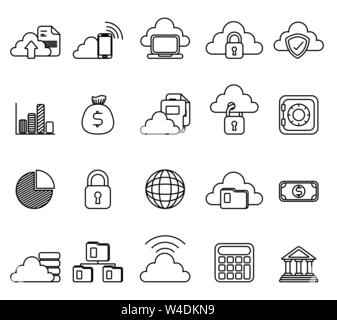 bundle of business monochrome set icons Stock Vector