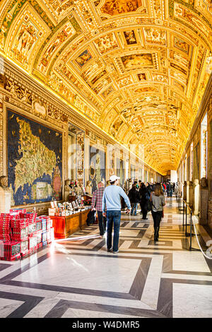Gallery of Maps in the Vatican Museum. Vatican City, Vatican City State. Stock Photo