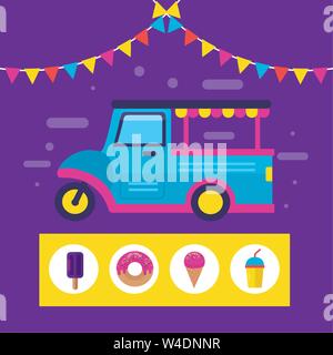 food trucks flat design image Stock Vector