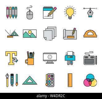 bundle of creative ideas set icons Stock Vector