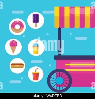 food trucks flat design image Stock Vector