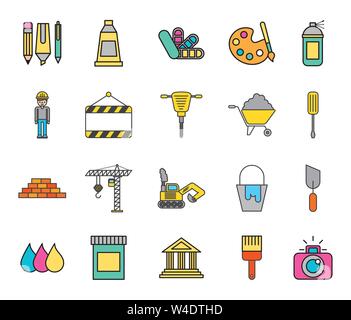 bundle of creative ideas set icons Stock Vector