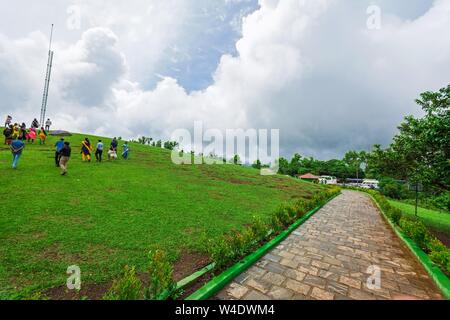 Vagamon mottakkunnu Kerala, India- 07 July 2019: Beautiful morning view of Vagamon Meadows and sky Stock Photo