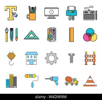bundle of creative ideas set icons Stock Vector