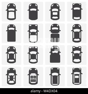 Cars top view icons set on background for graphic and web design. Simple illustration. Internet concept symbol for website button or mobile app. Stock Vector