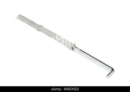 Plastic anchors with hook screw isolated on white background. High resolution photo. Full depth of field. Stock Photo