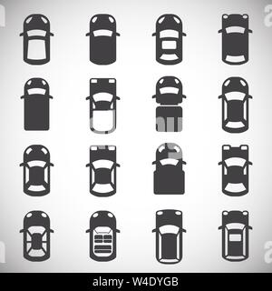 Cars top view icons set on background for graphic and web design. Simple illustration. Internet concept symbol for website button or mobile app. Stock Vector