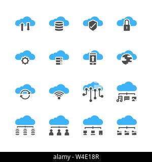 Cloud technology icon set in  glyph design..Vector illustration Stock Vector