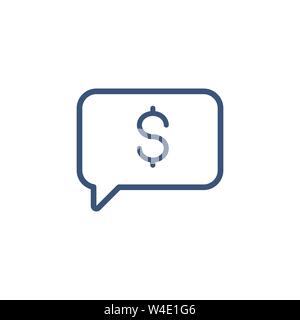 Dollar Coin icon in the chat bubble. simple flat symbol for web site, mobile app icon. vector. Stock Vector