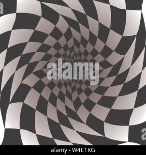 Checkered pattern with distortion effect. Chess background.Vector illustration Stock Vector