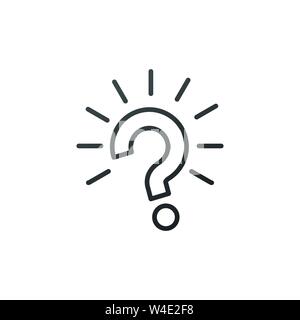 Outline question mark with rays burst icon vector illustration on white Stock Vector