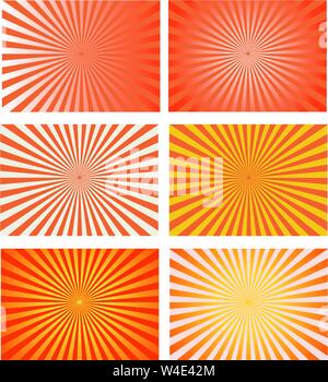 Set orange sunburst retro background vector Stock Vector