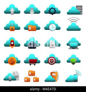bundle of business colorful set icons Stock Vector