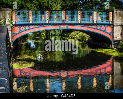 Thetford Town Bridge in Thetford Norfolk UK. The bridge is a 33 ft span cast iron bridge over the Little Ouse. Cast in 1829. Stock Photo