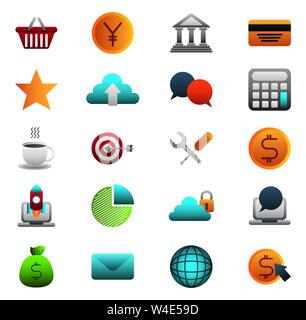 bundle of business colorful set icons Stock Vector