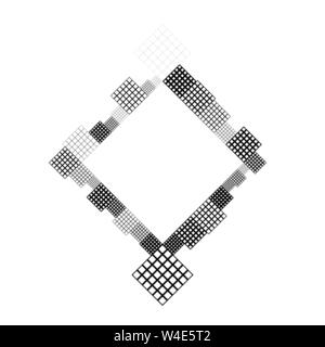 Diagonal geometrical minimal black and white square badge design element - modern vector graphic with blank space in the center Stock Vector