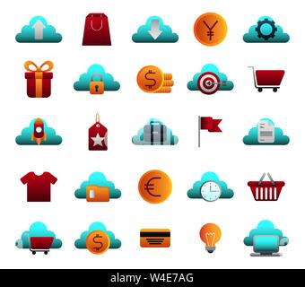 bundle of business colorful set icons Stock Vector