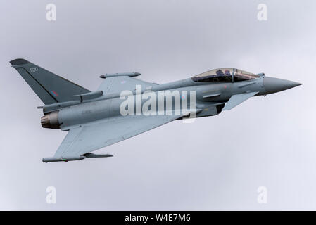 Royal Air Force, RAF Eurofighter Typhoon FGR4 jet fighter plane flying at Royal International Air Tattoo airshow, RAF Fairford, UK. Stock Photo