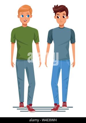 Young couple smiiling and walking cartoon Stock Vector