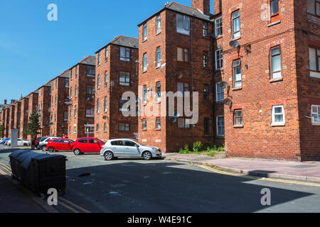 Victorian brick tenement blocks on Barrow Island, Barrow in Furness, Cumbria, UK. Stock Photo