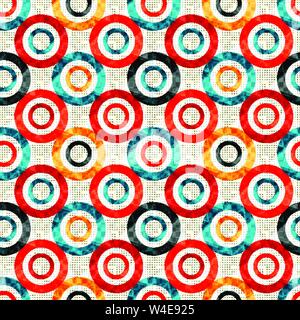 psychedelic circles on a white background geometric seamless pattern Stock Vector
