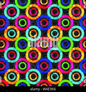 colored abstract psychedelic geometric circles seamless pattern vector illustration Stock Vector