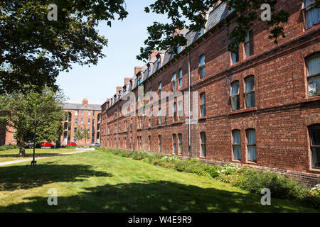 Victorian brick tenement blocks on Barrow Island, Barrow in Furness, Cumbria, UK. Stock Photo