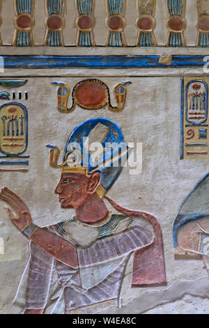 Tomb of Amen Khopshef, son of Ramses III. Polychrome reliefs decorating ...