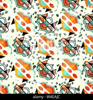 small objects colored geometric abstract seamless pattern Stock Vector