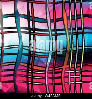 colored lines on pink background geometric abstract pattern Stock Vector