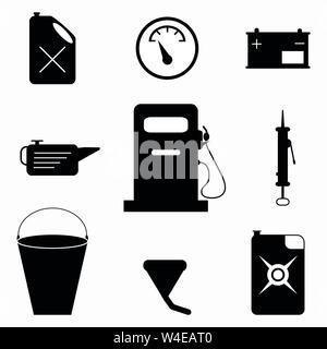 monochrome car accessories collection of icons Stock Vector