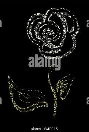 Beautiful flower rose set with leaf, Vector roses illustration , isolated on black Stock Vector
