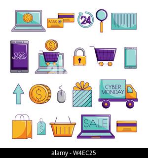 bundle of ecommerce set icons Stock Vector