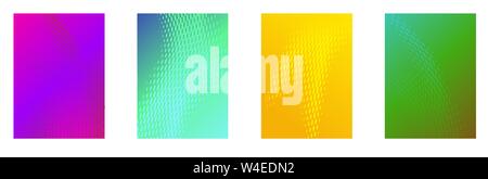 Minimal annual report design vector collection. Halftone stripes edged texture cover page layout templates set. Report covers geometric design, busine Stock Vector