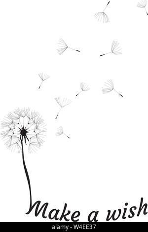 vector illustration of a dandelion make a wish. abstract flower. Stock Vector